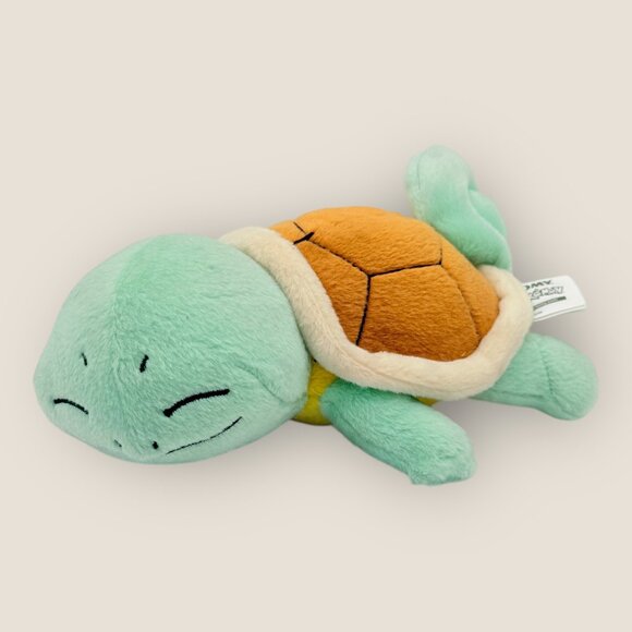 Pokemon TOMY Sleeping Squirtle 8" Plush Toy Stuffed Animal Collectible - Picture 1 of 9